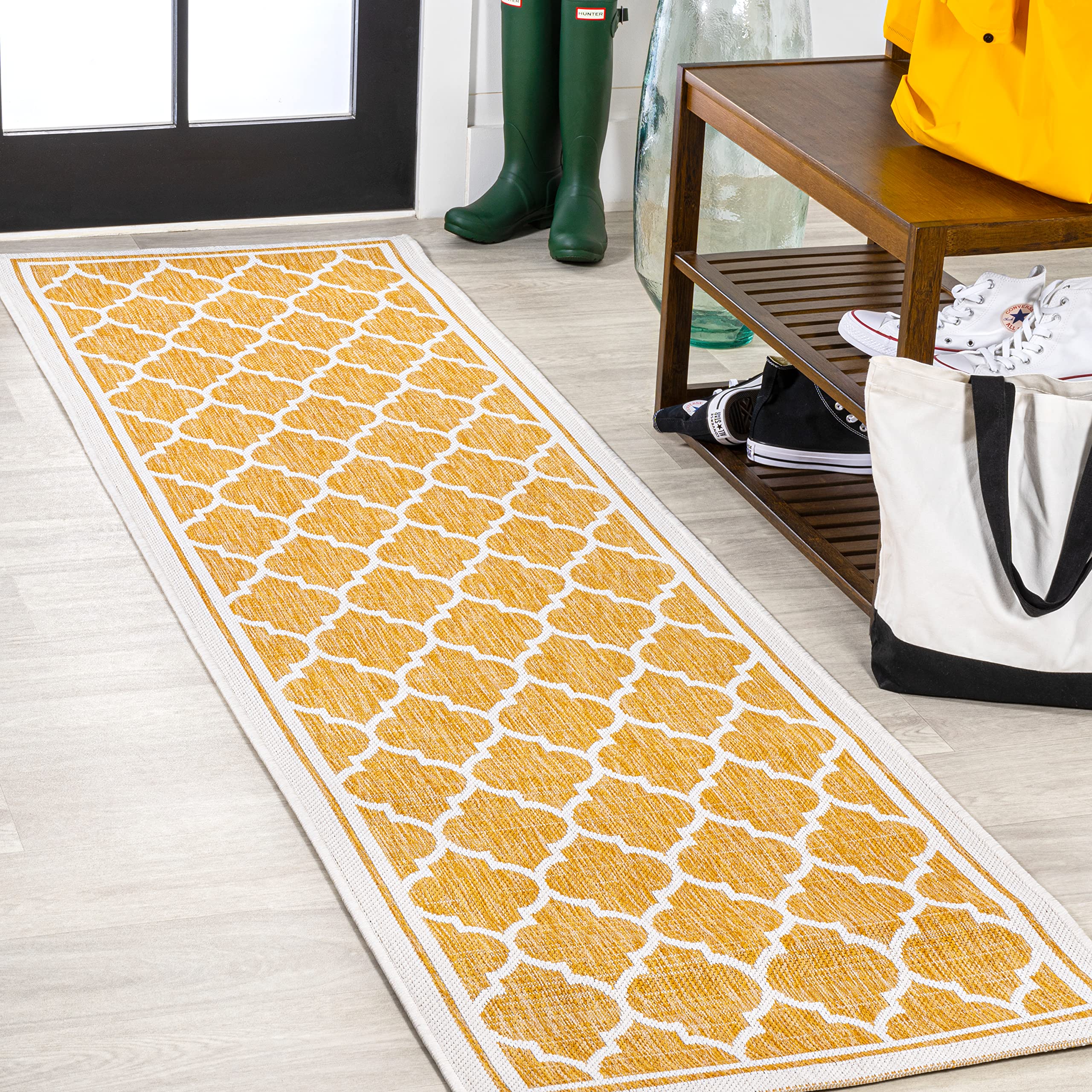 JONATHAN Y SMB109F-5 Trebol Moroccan Trellis Textured Weave Indoor Outdoor Area Rug, Bohemian Coastal Contemporary Easy Cleaning