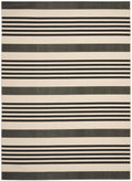 SAFAVIEH Courtyard Collection Area Rug - 8' x 11', Black & Bone, Stripe Design, Non-Shedding & Easy Care, Indoor/Outdoor & Washa