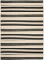 SAFAVIEH Courtyard Collection Area Rug - 8' x 11', Black & Bone, Stripe Design, Non-Shedding & Easy Care, Indoor/Outdoor & Washa