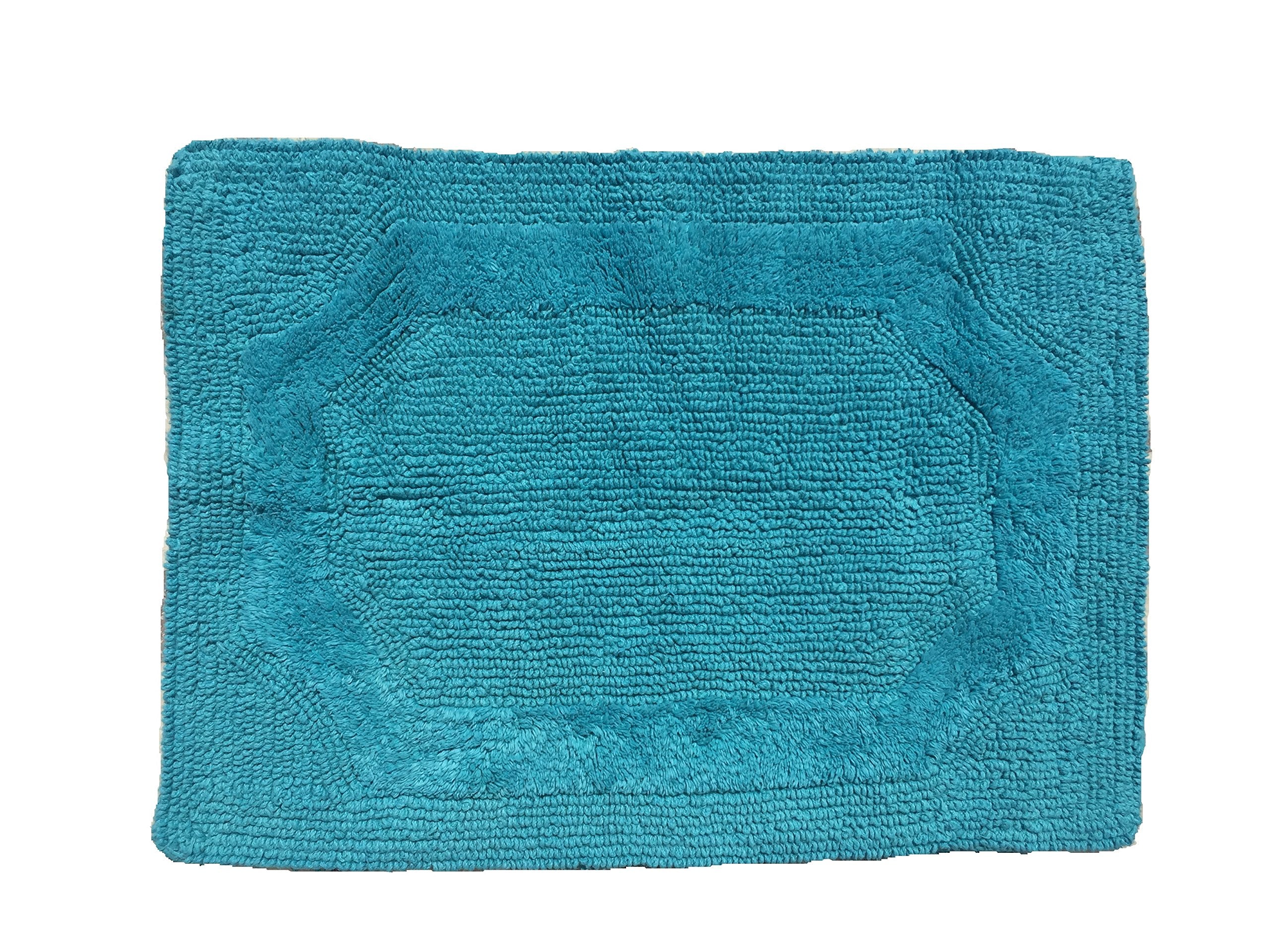 Modern Homes Blue Reversible Designer Cotton Tufted Bath Mat