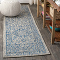 Jonathan Y Smb102B-28 Rozetta Boho Medallion Textured Weave Indoor Outdoor -Area Rug Coastal Bohemian Rustic Glam Easy-Cleaning Bedroom Kitchen Backyard Patio Non Shedding, 2 X 8, Gray/Navy