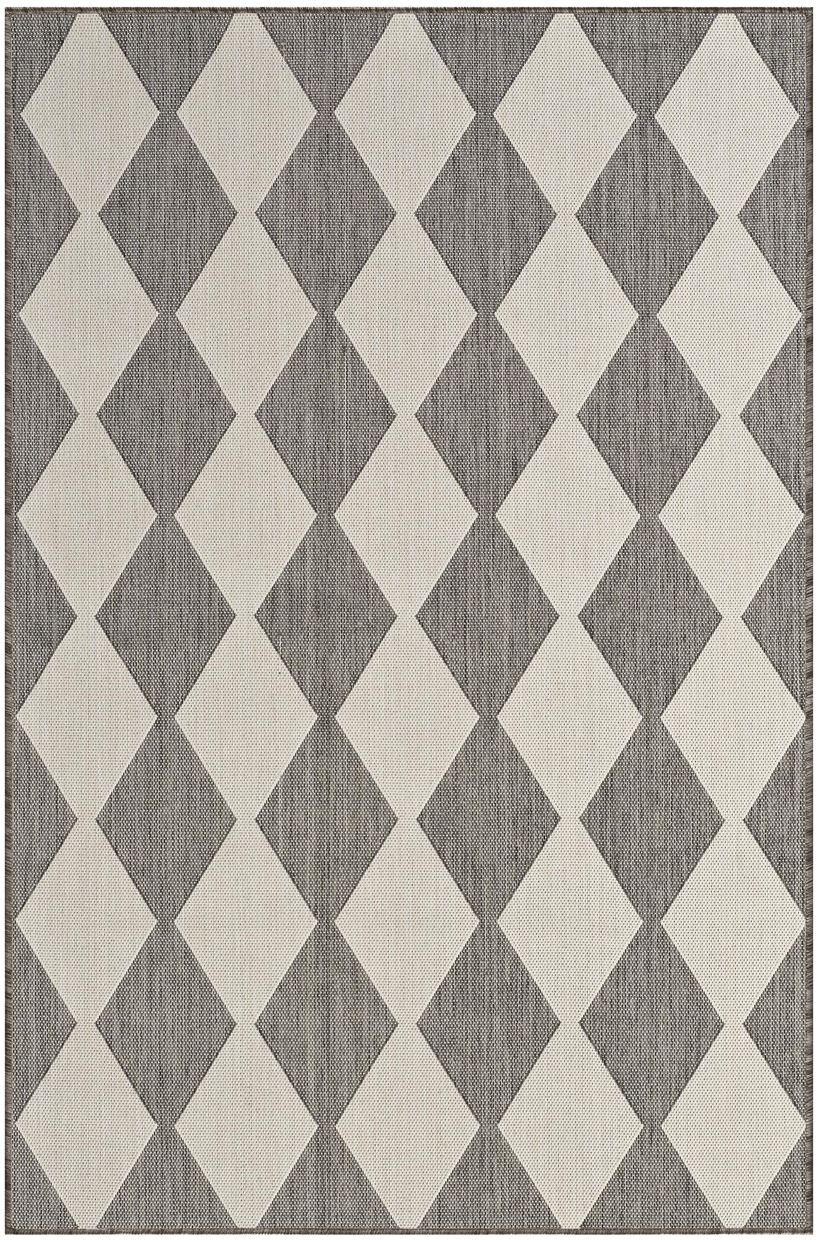Nourison Positano Indoor/Outdoor Charcoal 4' X 6' Area Rug, Easy Cleaning, Non Shedding, Bed Room, Living Room, Dining Room, Backyard, Deck, Patio (4X6)