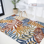 Jonathan Y Amc100B-3 Tropics Palm Leaves Indoor Outdoor Area Rug Bohemian Floral Easy Cleaning High Traffic Bedroom Kitchen Backyard Patio Porch Non Shedding, 3 X 5, Cream/Orange
