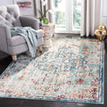 SAFAVIEH Madison Collection Area Rug - 53 x 76, Navy & Light Blue, Boho Chic Medallion Distressed Design, Non-Shedding & Easy 