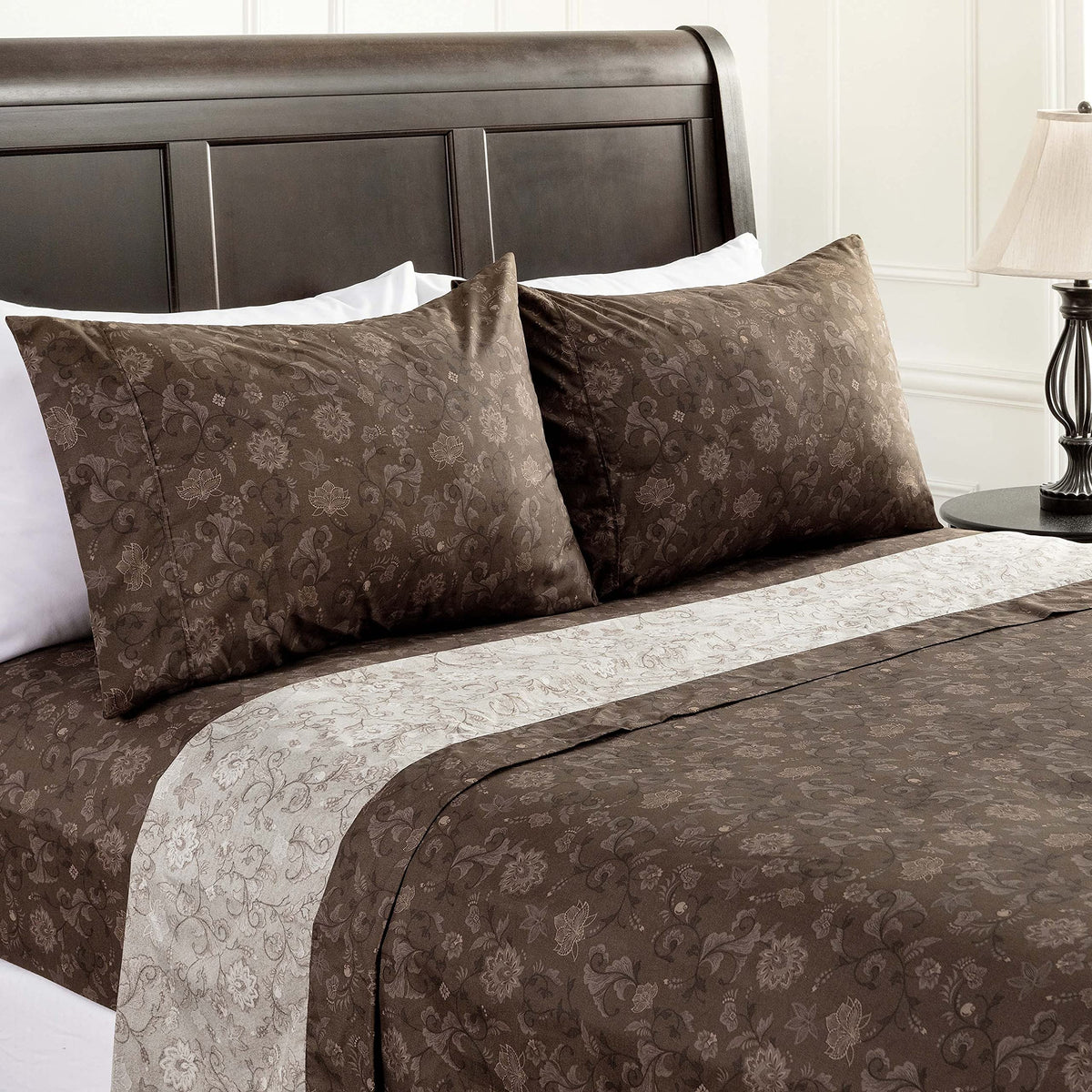 Chanasya Premium Floral Printed Elegant Patterned Twin Bed Sheet Set 3-Piece - 1 Flat Sheet 1 Fitted Sheet And 1 Pillowcase - Ul