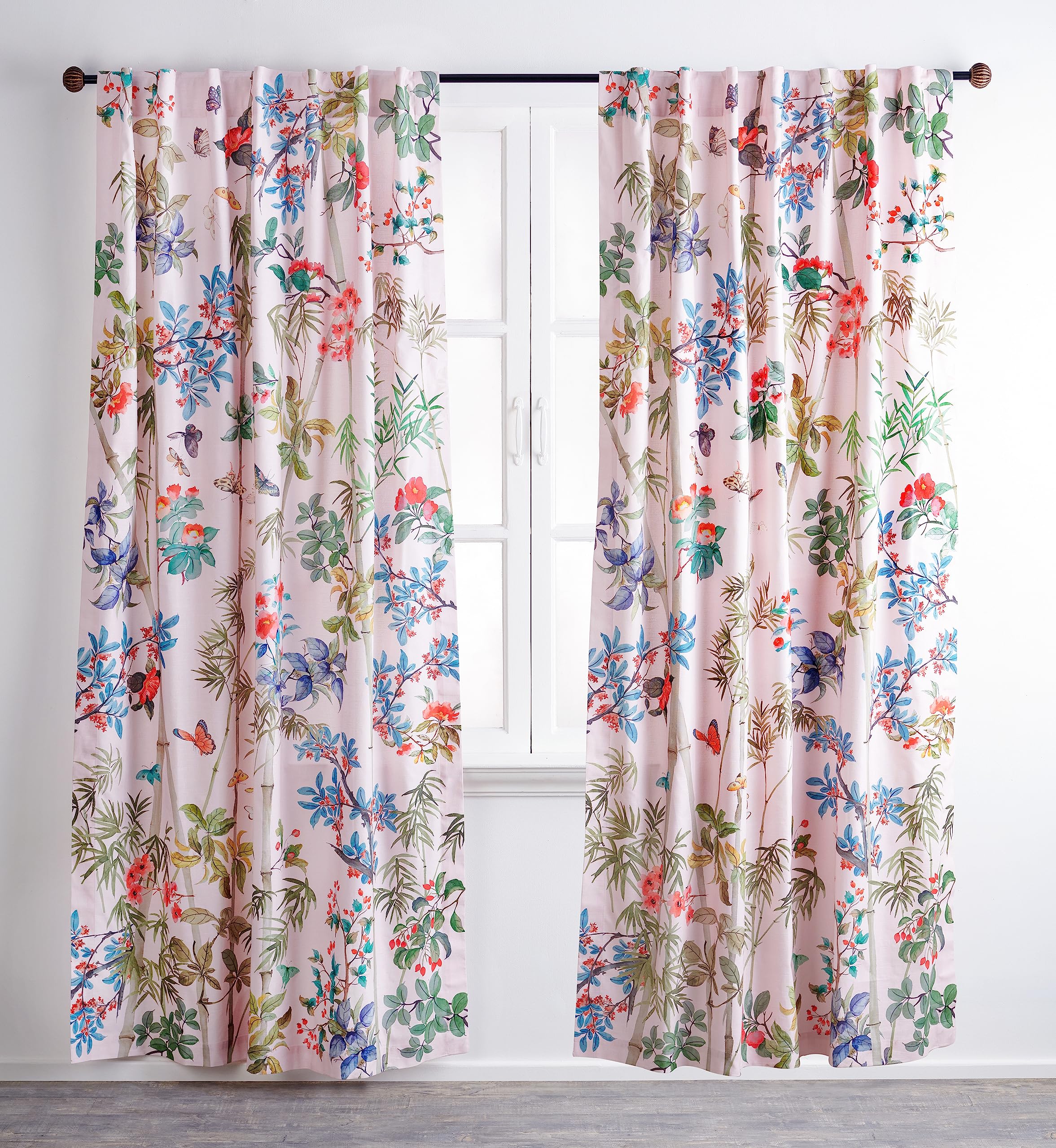 Maison D' Hermine 100% Cotton Curtain Bamboo Peach Two Panel Curtains For Living Rooms Bedrooms Offices Tailored With A Rod Pock