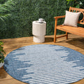 Jonathan Y Smb124C-9R Zolak Berber Stripe Geometric Blue/Ivory 9' Round Indoor/Outdoor Area Rug, Pet Friendly, Non-Shedding, Sta