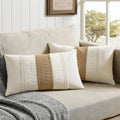 Zeemart 2 Packs Cotton Boho Lumbar Throw Pillow Covers 12X20 Inch Contrast Brown, Soft Farmhouse Decorative Couch Pillow Cases Neutral Cushion Covers For Sofa Bed Living Room Home Decor