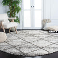SAFAVIEH Hudson Shag Collection 4 Round Grey/Beige SGH281J Modern Diamond Trellis Non-Shedding 2-inch Thick Area Rug