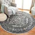 SAFAVIEH Adirondack Collection 12 Round Silver / Black ADR108A Oriental Medallion Non-Shedding Dining Room Entryway Foyer Livin