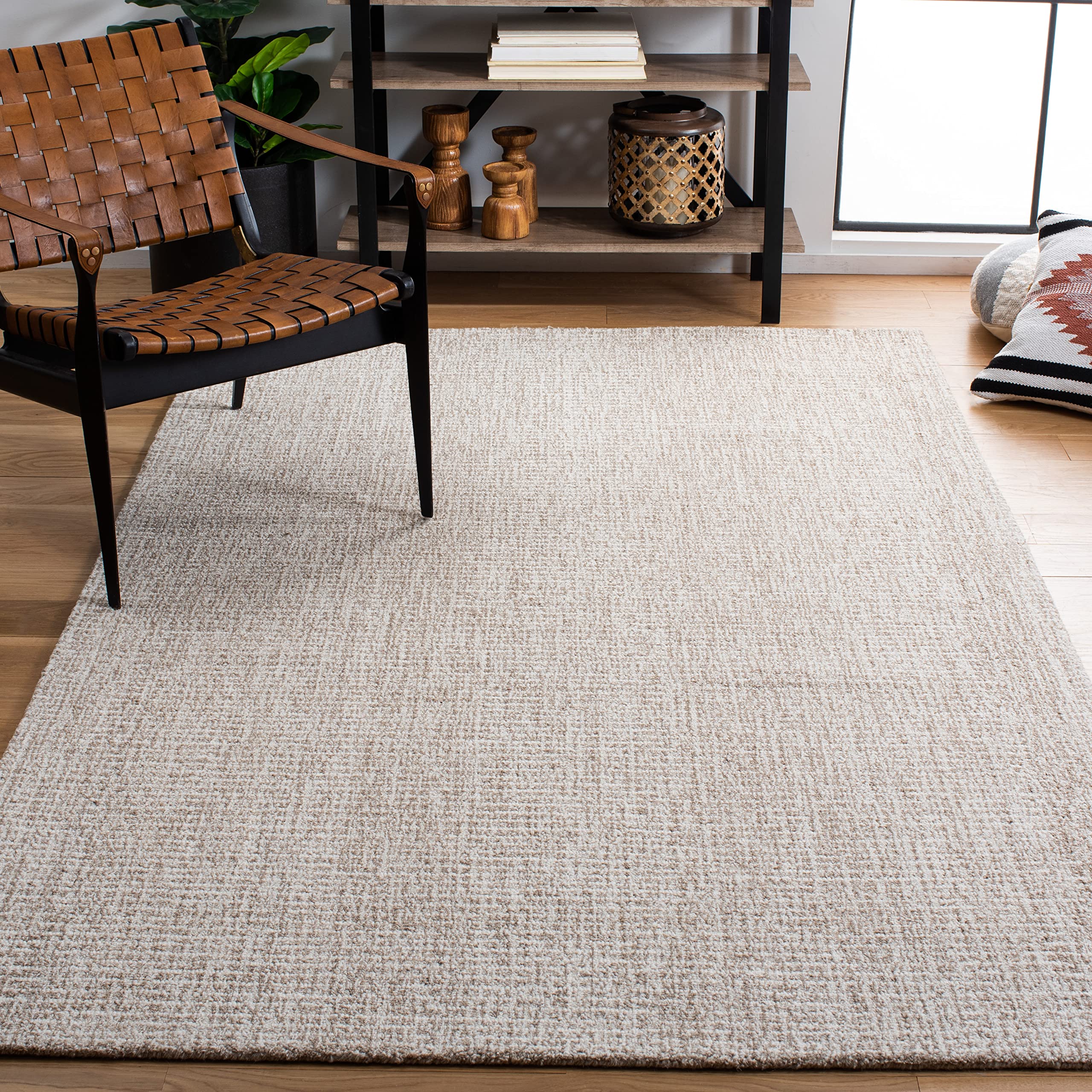 Safavieh Abstract Collection X-Large Area Rug - 11' x 15', Ivory & Grey, Handmade Wool, Ideal for High Traffic Areas in Living R