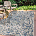 Jonathan Y Smb105B-8 Estrella Bohemian Medallion Textured Weave Indoor/Outdoor Navy/Gray 8 Ft. X 10 Ft. Area Rug Coastal, Easy C