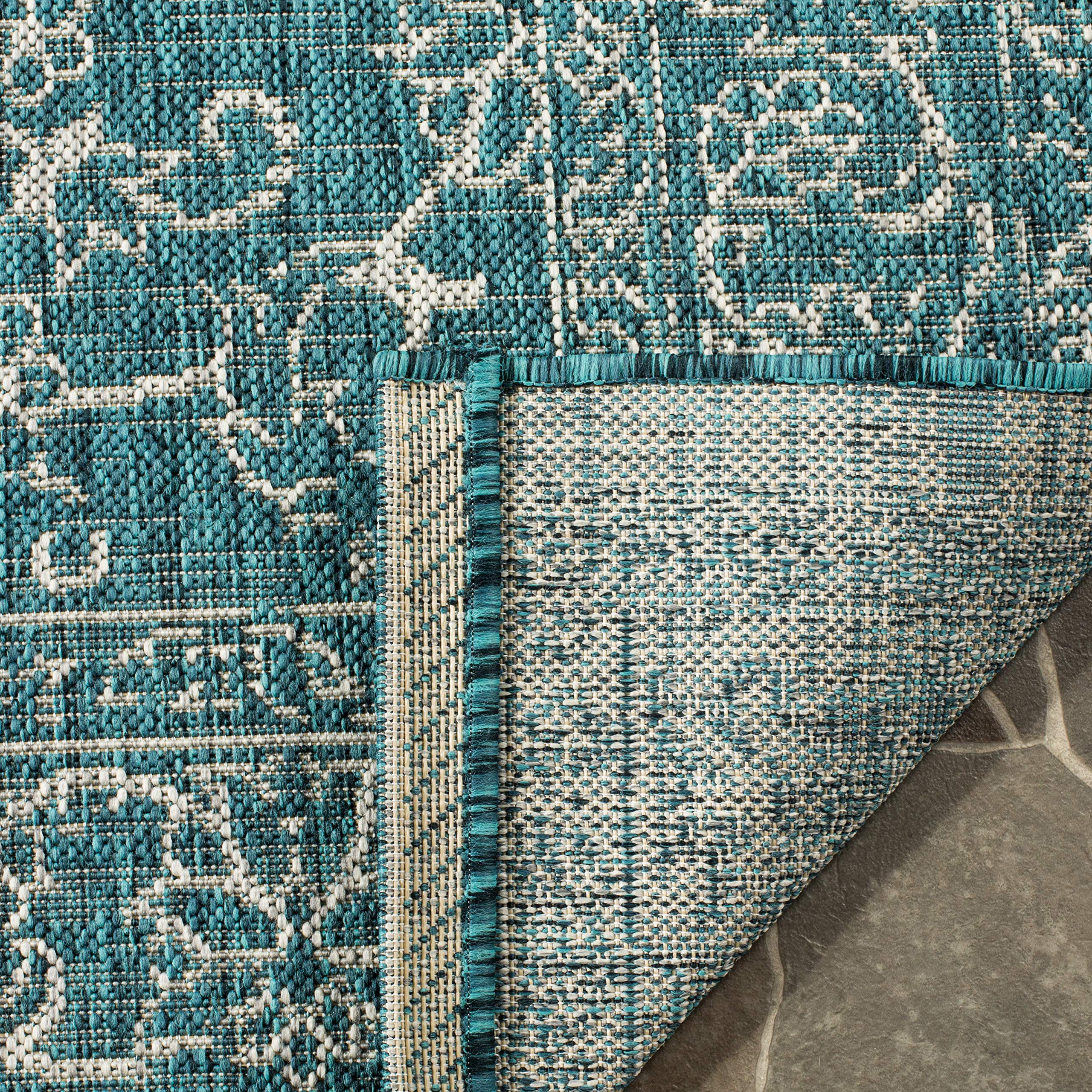 Safavieh Courtyard Collection Area Rug - 9' X 12', Turquoise, Non-Shedding & Easy Care, Indoor/Outdoor & Washable-Ideal For Patio, Backyard, Mudroom (Cy8680-37221)