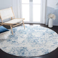 SAFAVIEH Brentwood Collection 67 Round Ivory / Navy BNT822B Modern Abstract Non-Shedding Dining Room Entryway Foyer Living Room