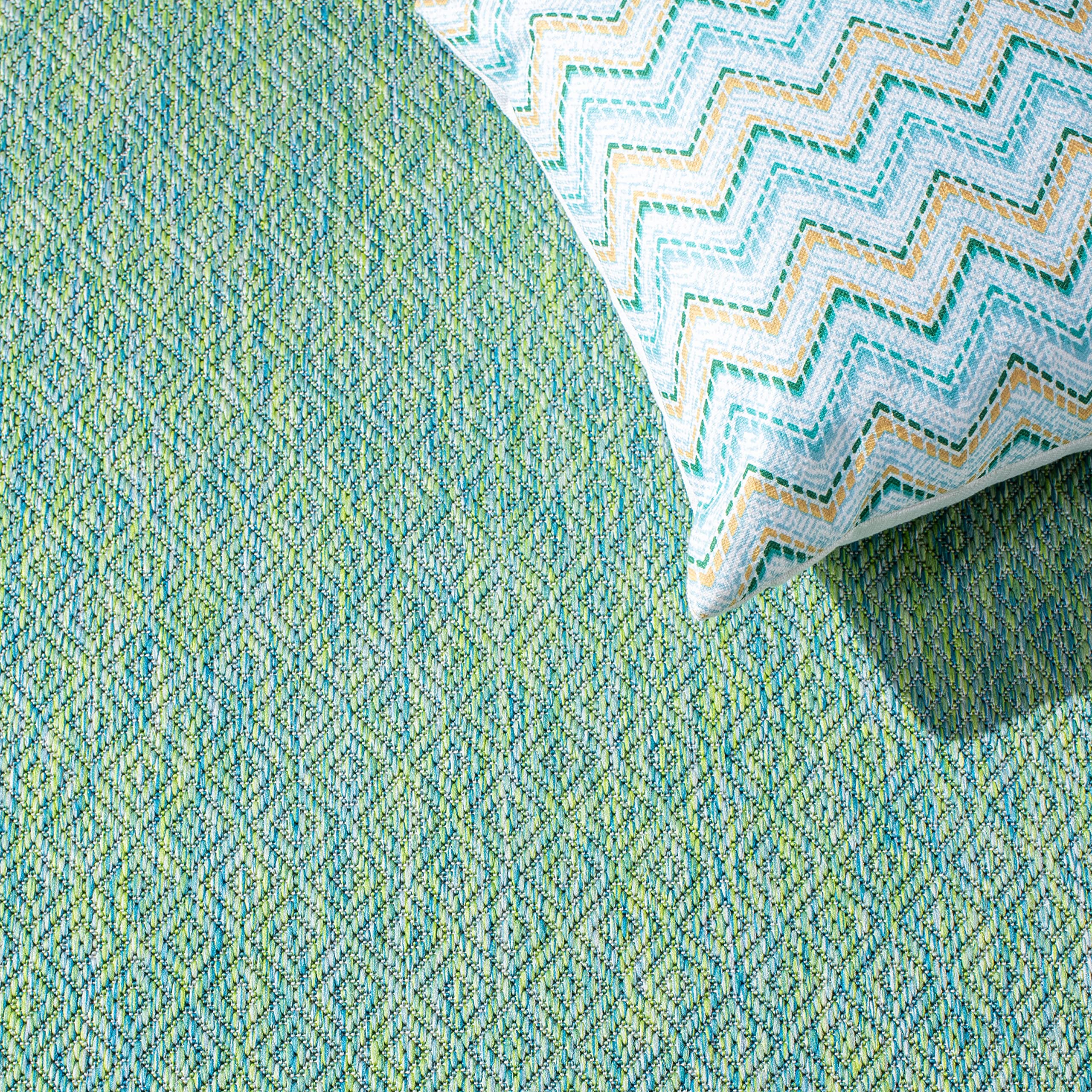 Safavieh Courtyard Collection 8' X 10' Green/Blue Cy8521 Indoor/ Outside Waterproof Easy Cleansingpatio Backyard Mudroom Area Mat