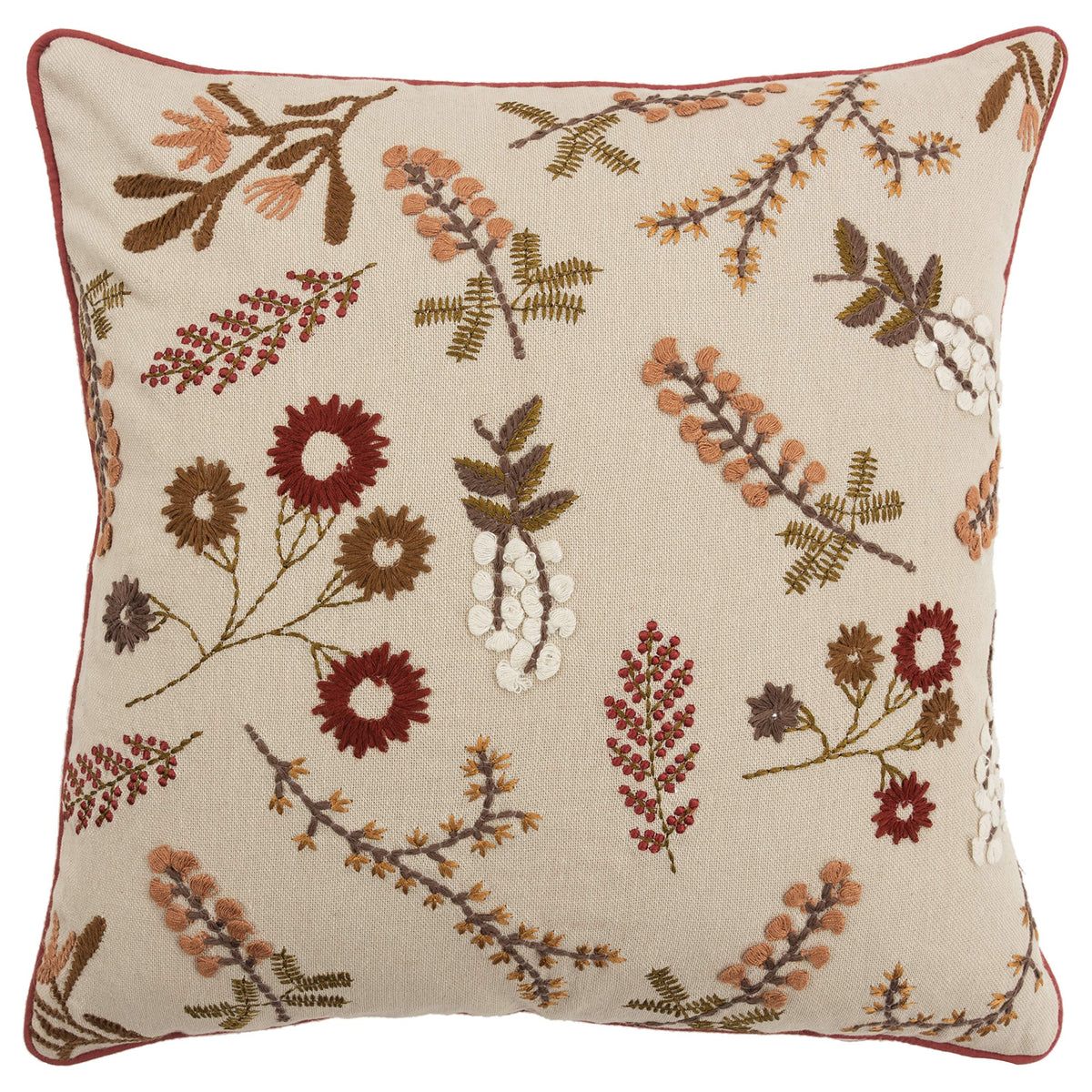 Rizzy Home Floral 20&quot; x 20&quot; Cotton Pillow Cover-Multi-ColorEarth Tones