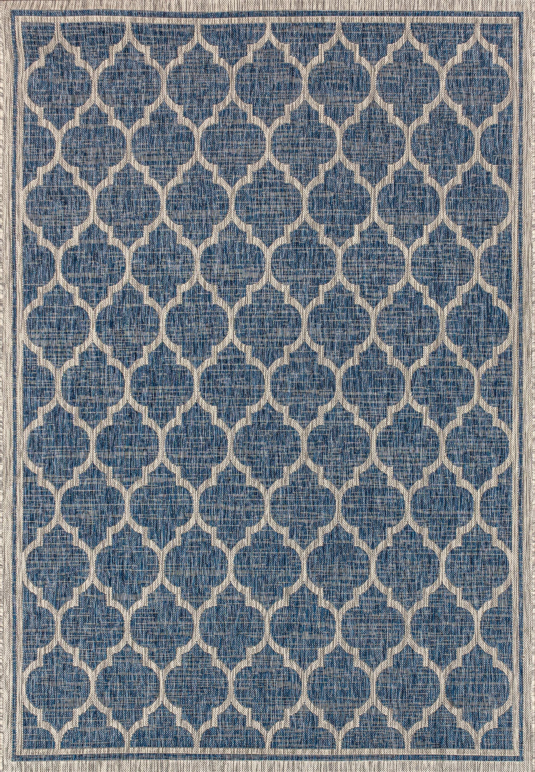Jonathan Y Trebol Moroccan Trellis Textured Weave Indoor/Outdoor Navy/Gray 5 Ft. X 8 Ft. Area-Rug, Coastal,Easy-Cleaning,Hightraffic,Livingroom,Backyard, Non Shedding