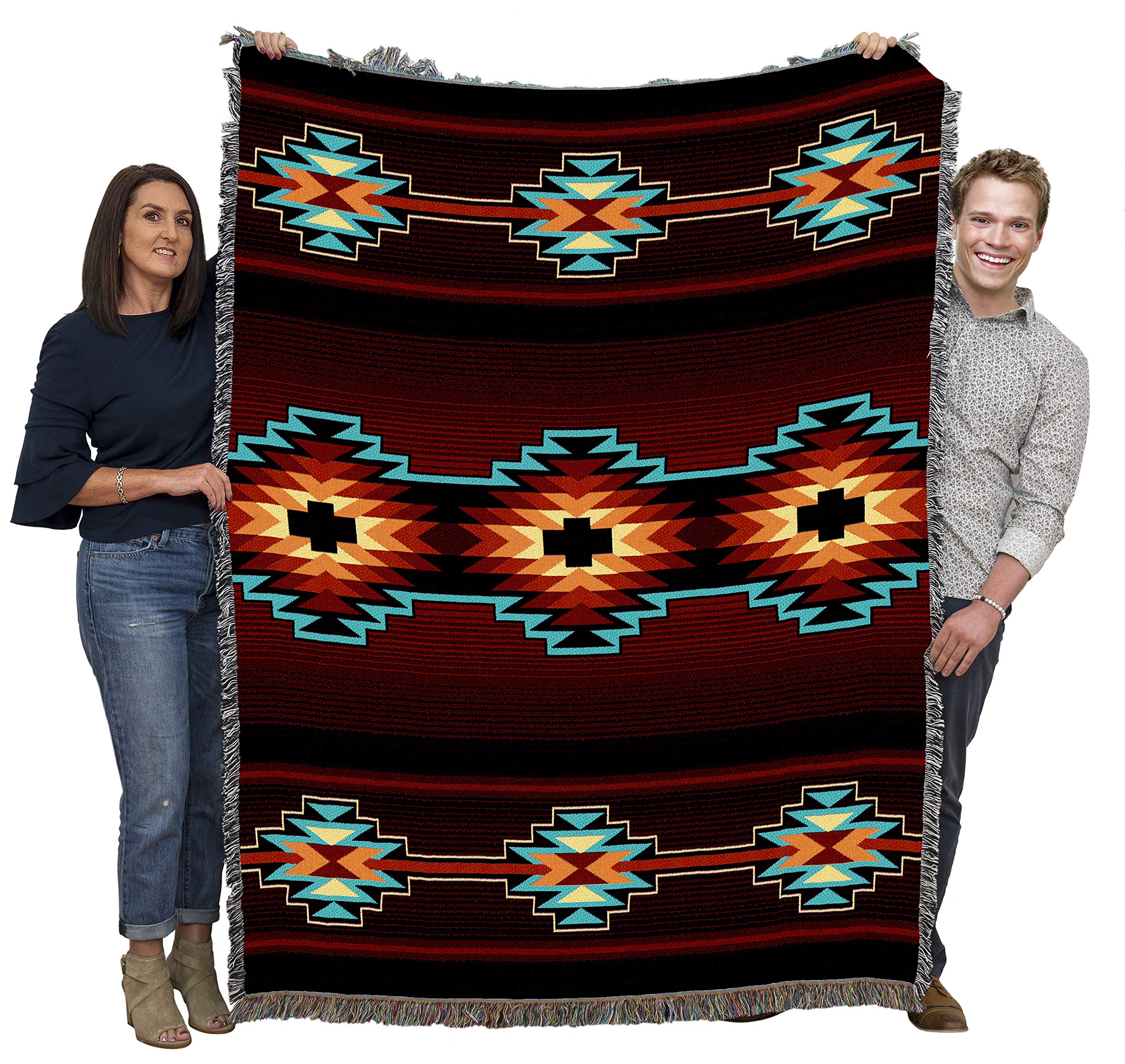Pure Country Weavers Esme Blanket - Southwest Native American Inspired - Gift Tapestry Throw Woven From Cotton - Made In The Usa