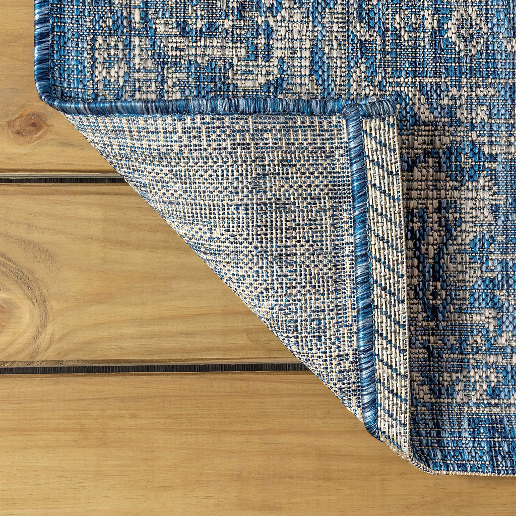 Jonathan Y Smb100B-8 Tela Bohemian Textured Weave Floral Indoor/Outdoor Navy/Gray 8 Ft. X 10 Ft. Area-Rug, Coastal,Easy-Cleaning,Hightraffic,Livingroom,Backyard, Non Shedding