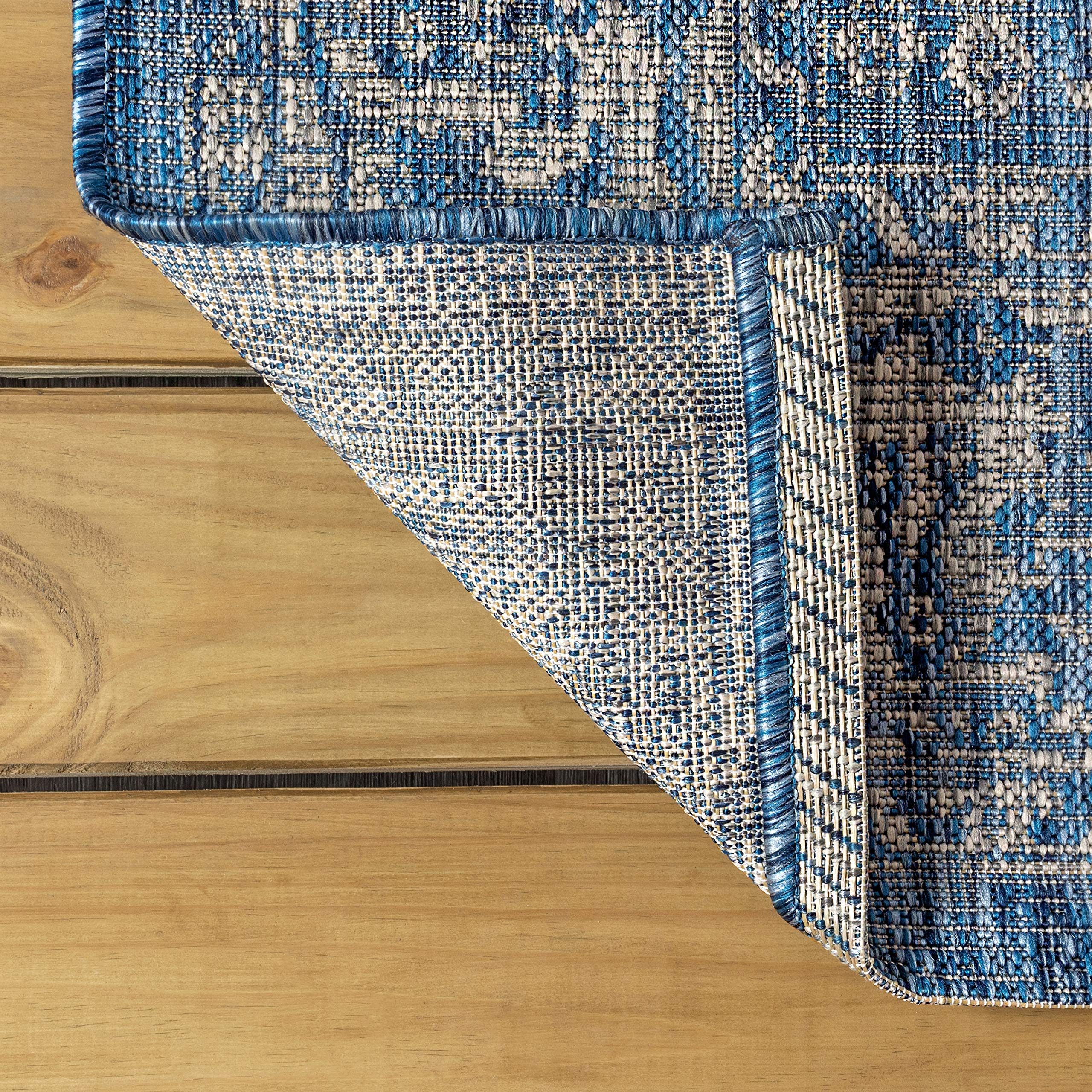 Jonathan Y Smb100B-8 Tela Bohemian Textured Weave Floral Indoor/Outdoor Navy/Gray 8 Ft. X 10 Ft. Area-Rug, Coastal,Easy-Cleaning,Hightraffic,Livingroom,Backyard, Non Shedding