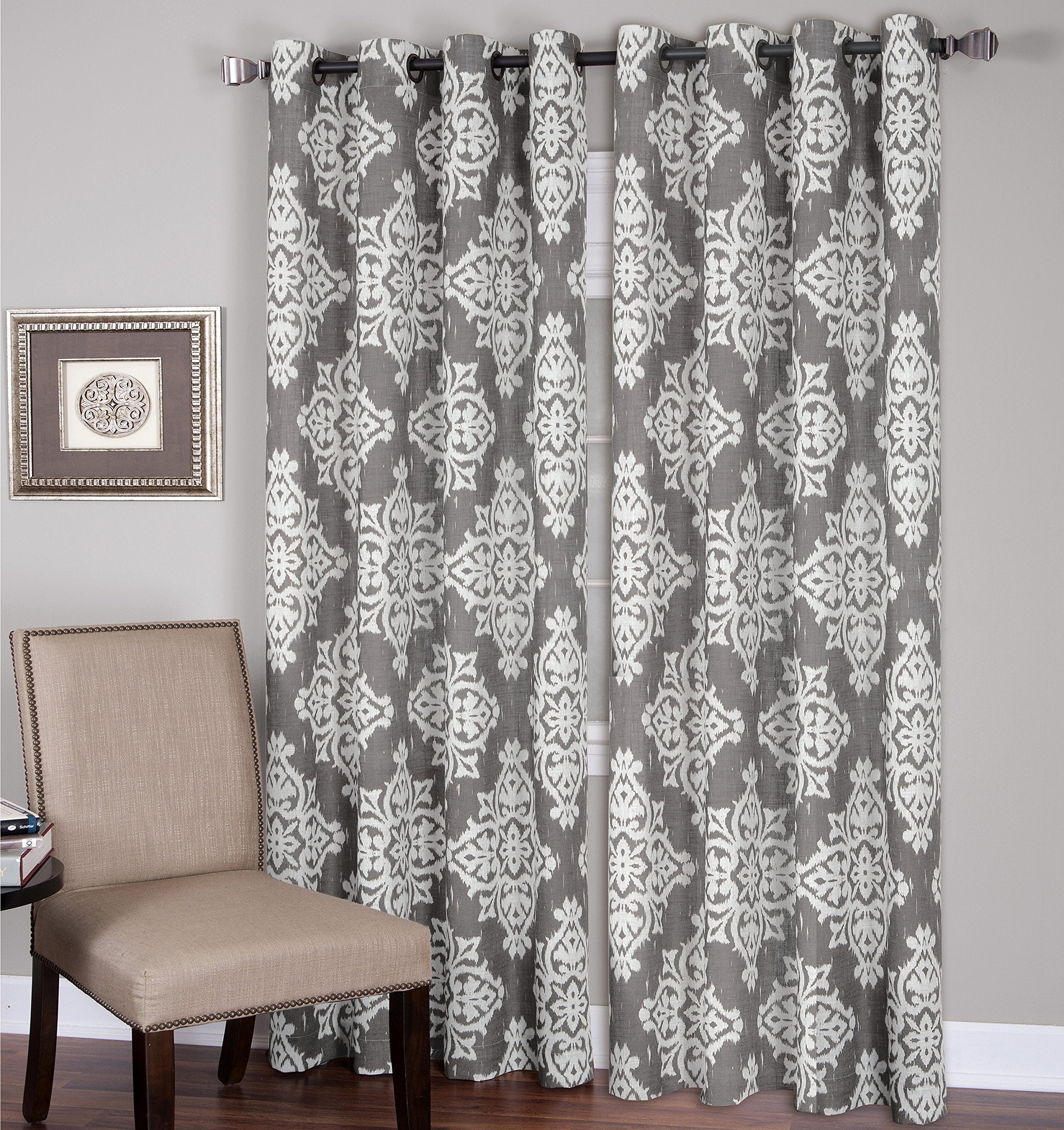 Elrene Home Fashions 26865796148 Grommet Top Linen Look Single Panel Window Curtain Drape, 52 x 84, Gray