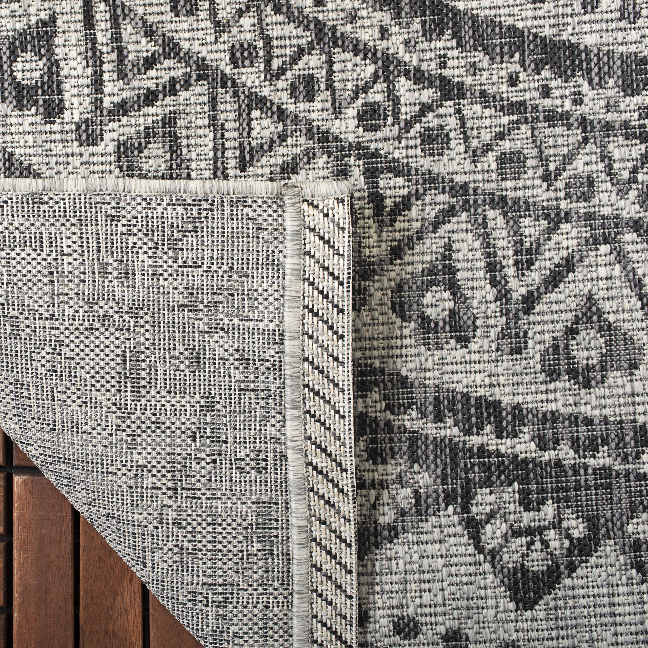 Safavieh Courtyard Collection 6'7' X 9'6' Light Grey/Black Cy8734 Indoor/ Outdoor Waterproof Easy Cleaning Patio Backyard Mudroom Area Rug