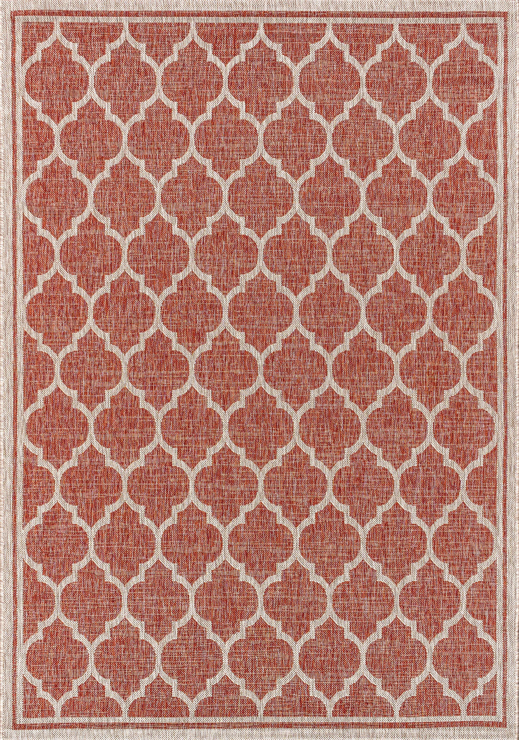 Jonathan Y Smb109C-3 Trebol Moroccan Trellis Textured Weave Indoor Outdoor Area Rug Bohemian Modern Easy Cleaning Bedroom Kitchen Backyard Patio Non Shedding, 3 X 5, Red/Beige