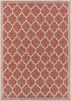 Jonathan Y Smb109C-3 Trebol Moroccan Trellis Textured Weave Indoor Outdoor Area Rug Bohemian Modern Easy Cleaning Bedroom Kitchen Backyard Patio Non Shedding, 3 X 5, Red/Beige