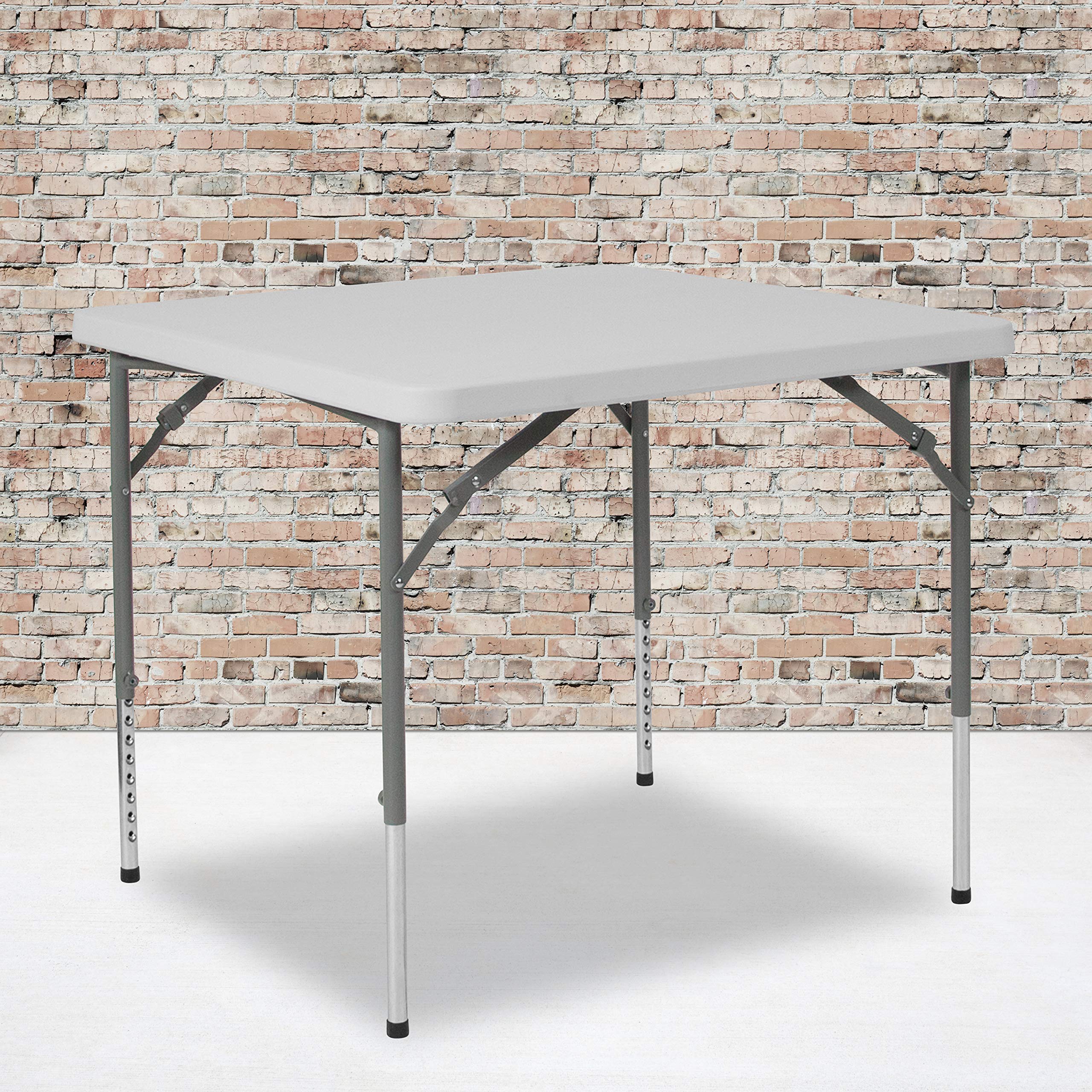Flash Furniture Kathryn 2.79-Foot Square Height Adjustable Granite White Plastic Folding Table, 34&quot; Square