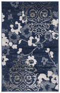 SAFAVIEH Adirondack Collection Accent Rug - 26 x 4, Navy & Silver, Floral Glam Distressed Design, Non-Shedding & Easy Care, Id