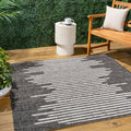JONATHAN Y SMB124E-9SQ Zolak Berber Stripe Geometric Black/Ivory 9 Square Indoor/Outdoor Area Rug, Pet Friendly, Non-Shedding, 