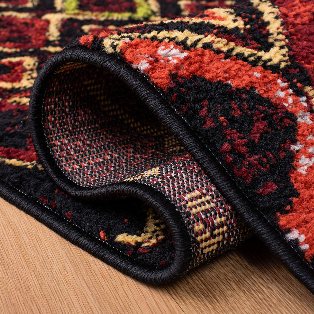 Safavieh Amsterdam Collection Runner Rug - 2'3'' X 10', Black & Multi, Moroccan Boho Design, Non-Shedding & Easy Care, Ideal For