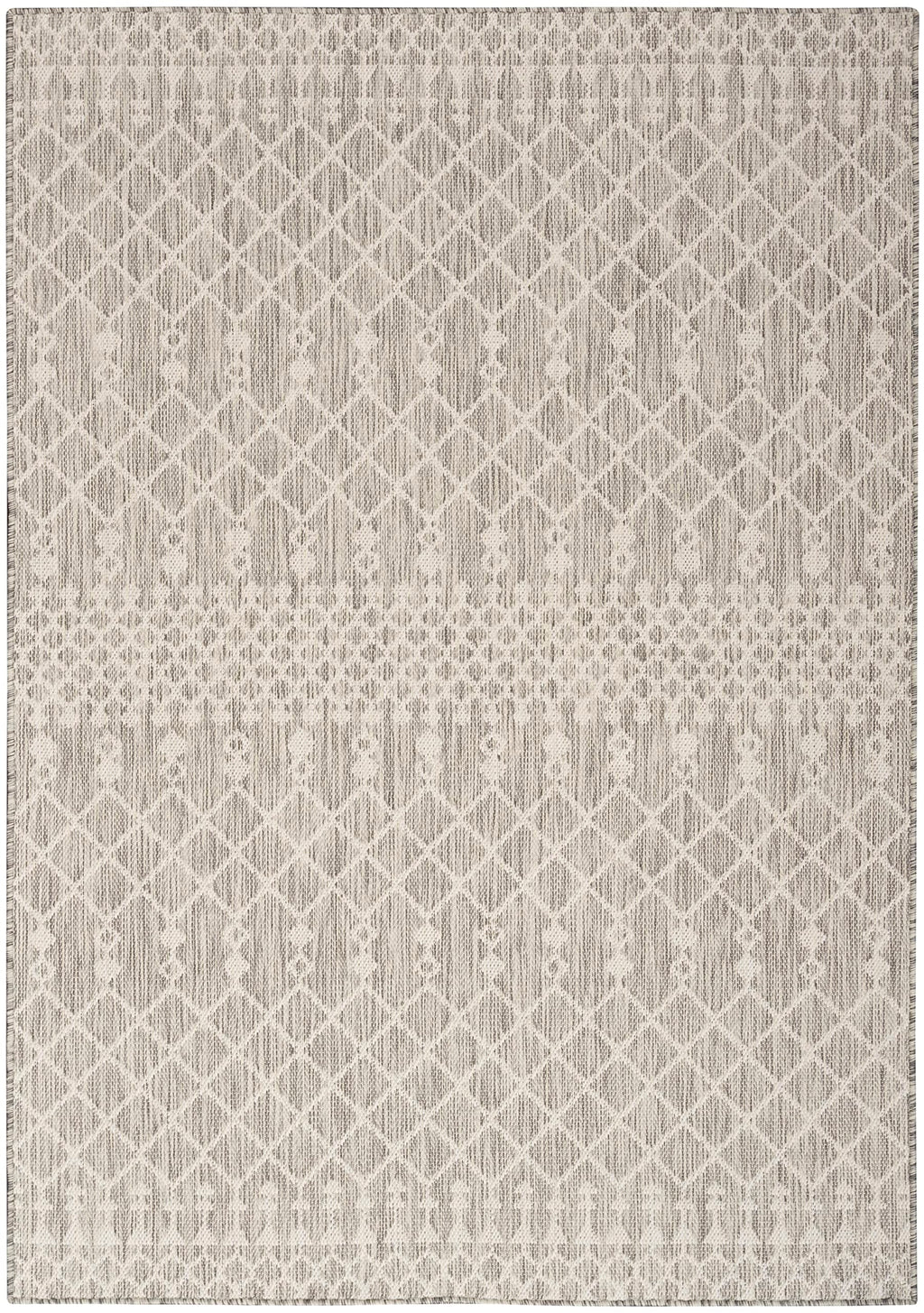 Nourison Positano Indoor/Outdoor Light Grey 5' X 7' Area Rug, Easy Cleaning, Non Shedding, Bed Room, Living Room, Dining Room, Deck, Backyard, Patio (5X7)