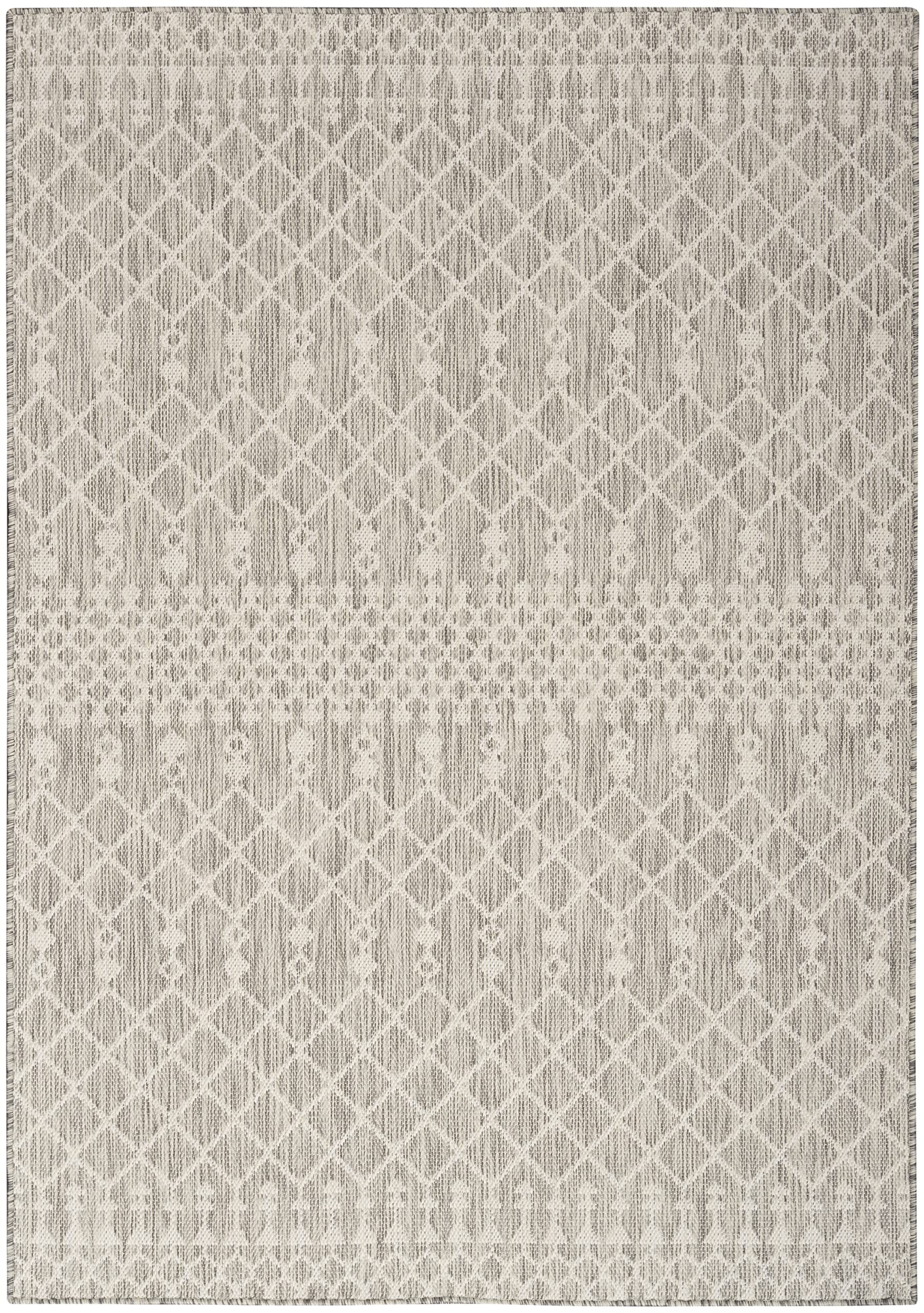 Nourison Positano Indoor/Outdoor Light Grey 7' X 10' Area Rug, Easy Cleaning, Non Shedding, Bed Room, Living Room, Dining Room, Deck, Backyard, Patio (7X10)