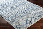 Livabliss Chester Boho Moroccan Area Rug, 5' Square, Cream/Royal Blue