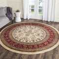 SAFAVIEH Lyndhurst Collection Area Rug - 8 Round, Ivory & Red, Traditional Oriental Design, Non-Shedding & Easy Care, Ideal for