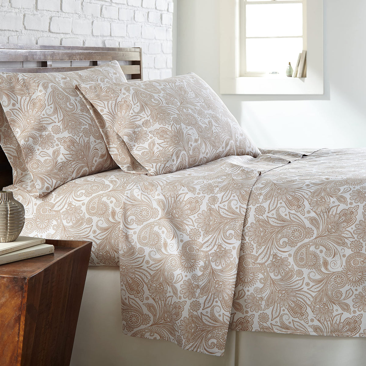 Southshore Fine Living Perfect Paisley Collection, 4-Piece, 14-In Deep Pocket, Easy Care, Shrinkage Free Sheet Set With 1Flat Sh