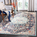 SAFAVIEH Madison Collection Area Rug - 5 x 7, Black & Teal, Boho Chic Medallion Distressed Design, Non-Shedding & Easy Care, I