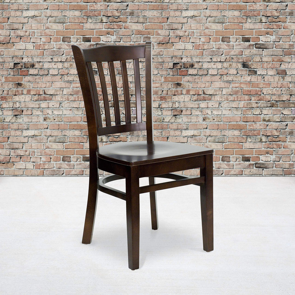 Flash Furniture HERCULES Series Vertical Slat Back Walnut Wood Restaurant Chair