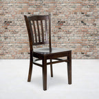 Flash Furniture HERCULES Series Vertical Slat Back Walnut Wood Restaurant Chair