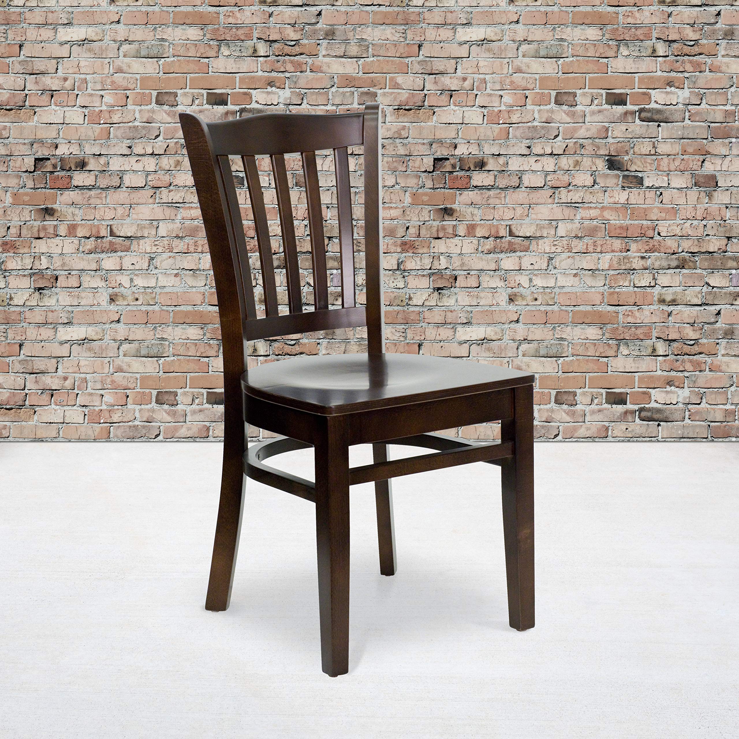 Flash Furniture HERCULES Series Vertical Slat Back Walnut Wood Restaurant Chair