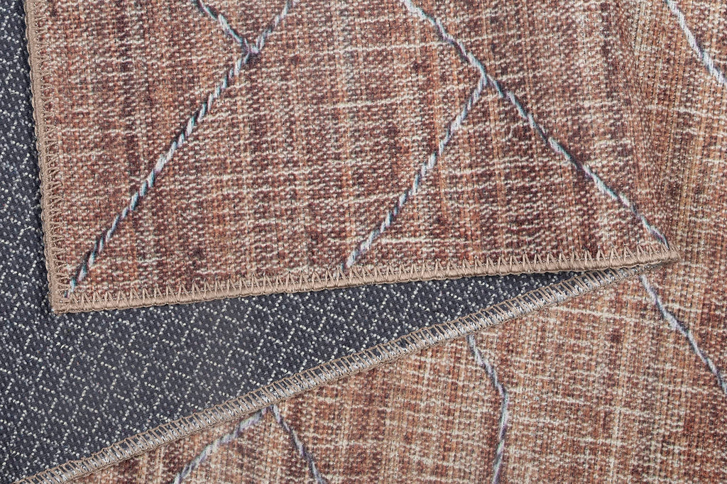 Gln Rugs Stain Resistant Machine Washable Area Rug - Vintage Persian Boho Distressed Aesthetic - Non-Slip Backing - Indoor Floor