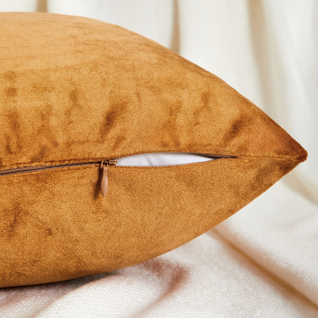 Gigizaza Decorative Couch Throw Pillow Covers,Set Of 2 Burnt Orange Square Pillow Cushion Covers 24X24,Pillow Cases Velvet Pillo