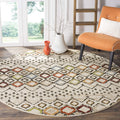 SAFAVIEH Amsterdam Collection Area Rug - 12 Round, Ivory & Multi, Moroccan Boho Design, Non-Shedding & Easy Care, Ideal for Hig