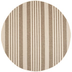 SAFAVIEH Courtyard Collection 7'10'' Round Brown/Bone CY6062 Stripe Indoor/ Outdoor-Waterproof Easy-Cleaning Patio Backyard Mudr