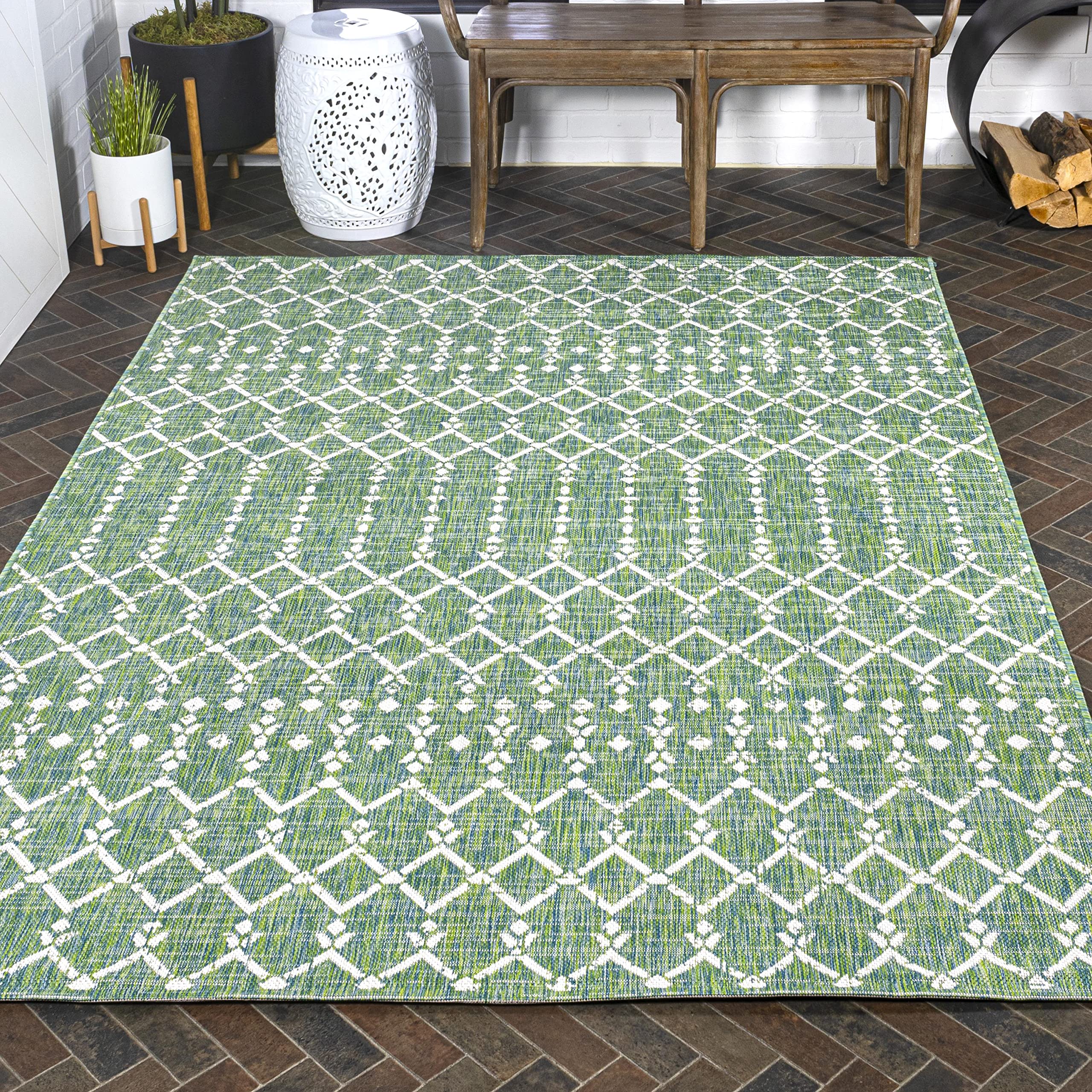 Jonathan Y Smb108L-3 Ourika Moroccan Geometric Textured Weave Indoor Outdoor Area-Rug, Bohemian Rustic Scandinavian Easy-Cleanin