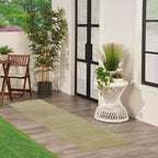 Nourison Essentials Indoor/Outdoor Green Gold 2'2' X 10' Area Rug, Easy Cleaning, Non Shedding, Bed Room, Living Room, Dining Room, Backyard, Deck, Patio (2X10)