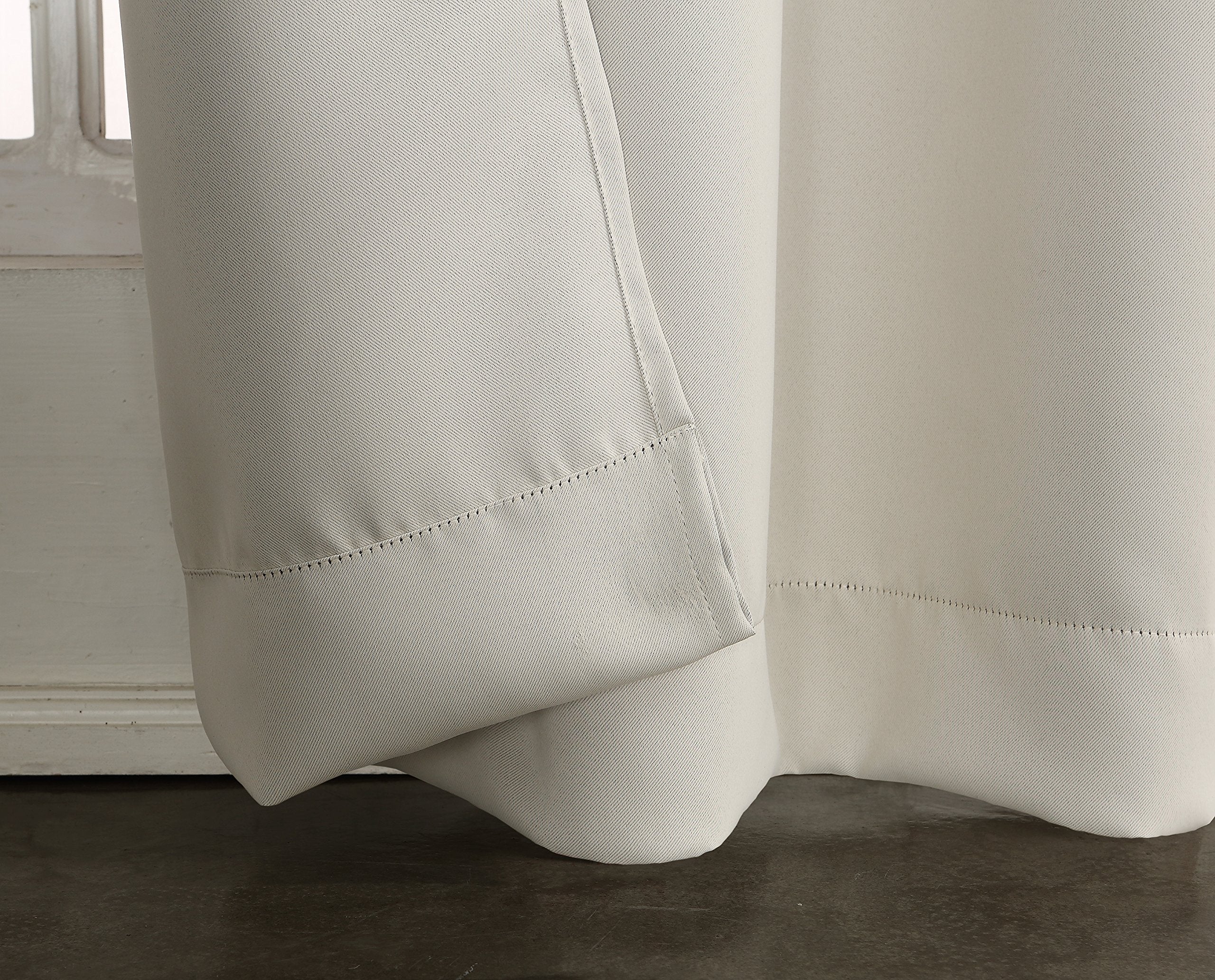 Sun Zero Easton Energy Saving Blackout Rod Pocket Curtain Panel, 40' X 84', Pearl