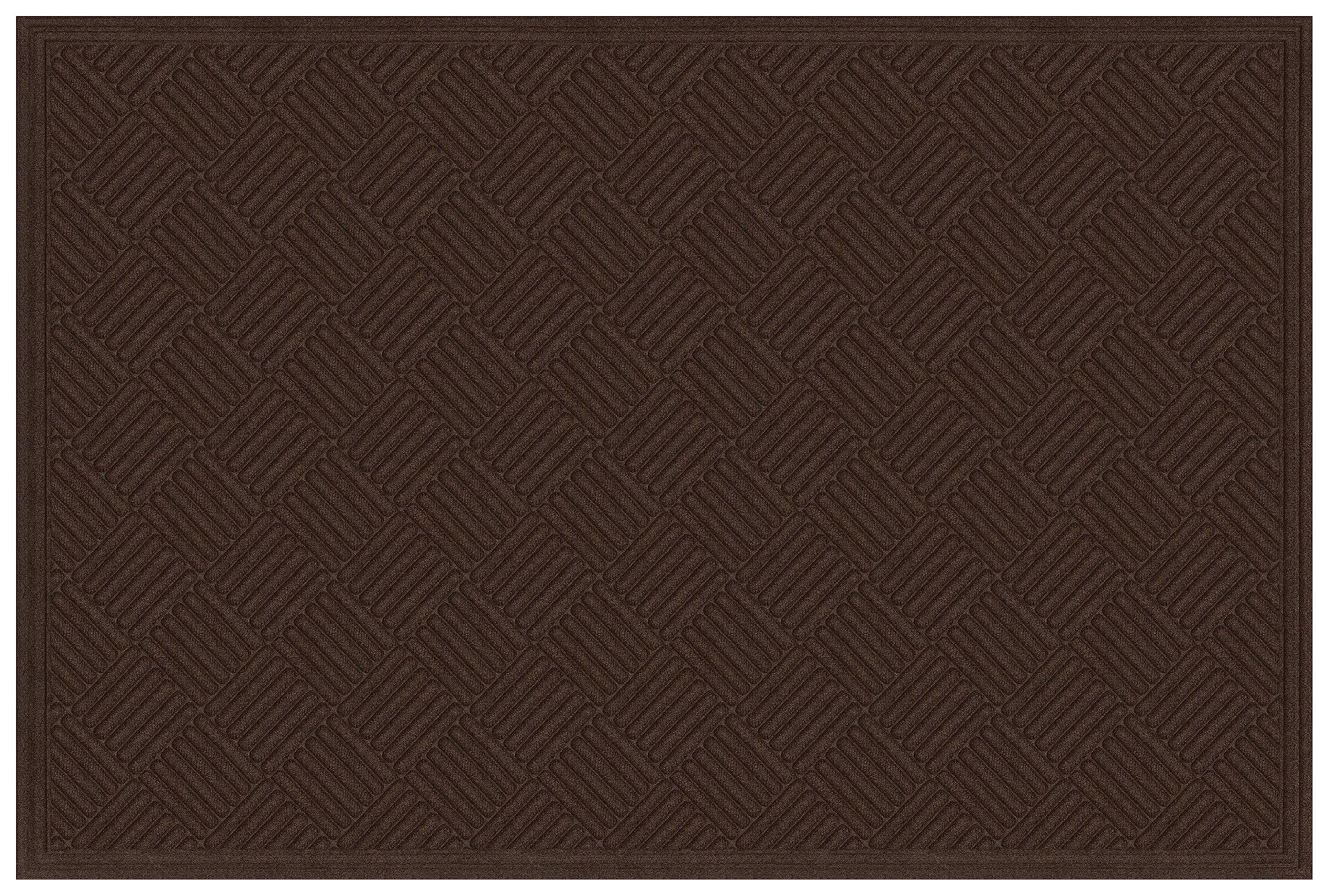 Apache Mills Textures Crosshatch 4' X 6' Non Slip Weather And Stain Resistant Entrance Door Mat, Walnut