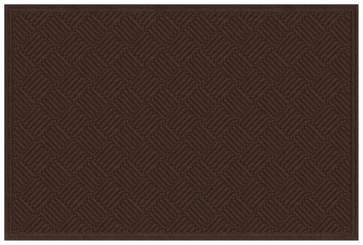 Apache Mills Textures Crosshatch 4' X 6' Non Slip Weather And Stain Resistant Entrance Door Mat, Walnut